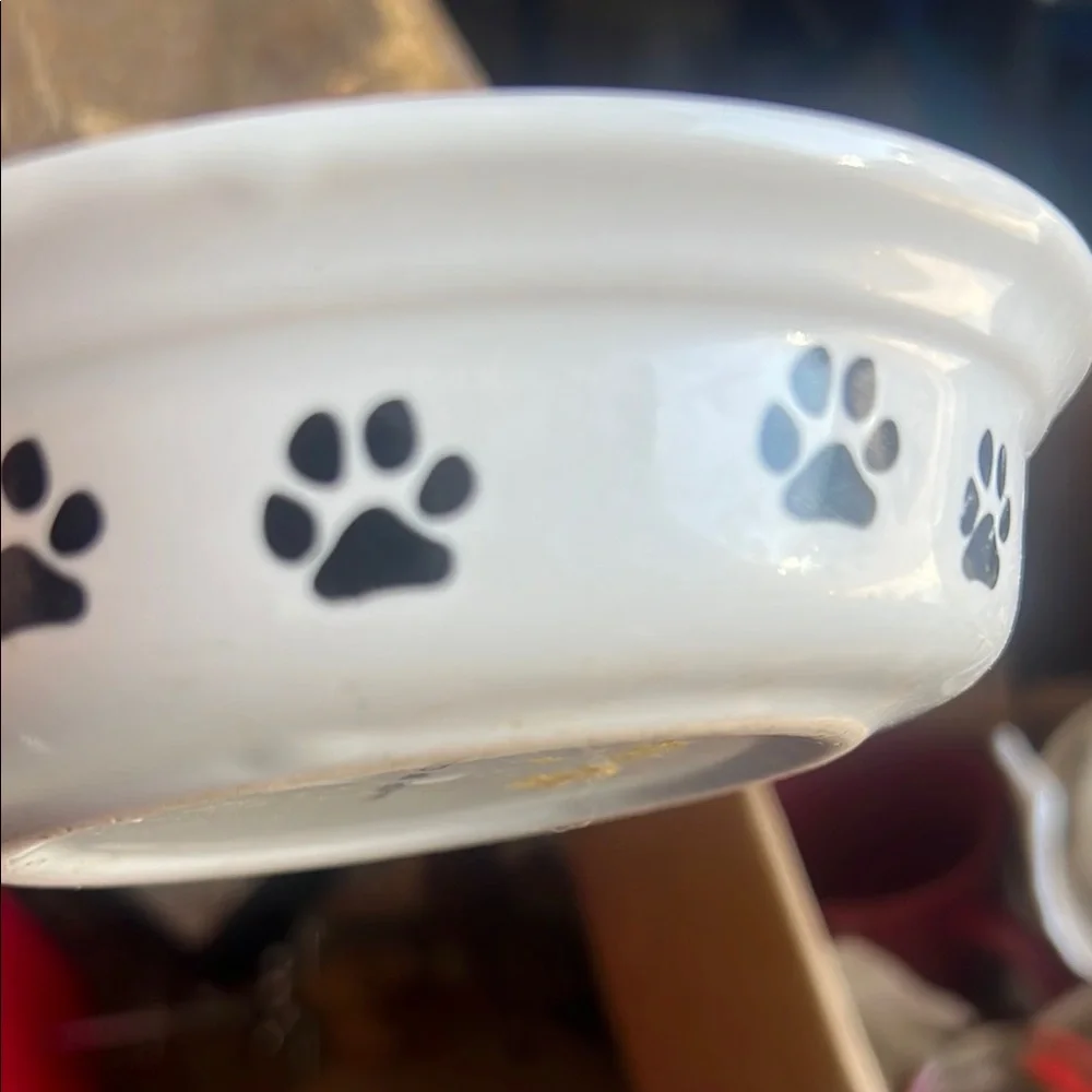 Pet Bowls with Red Paw Print